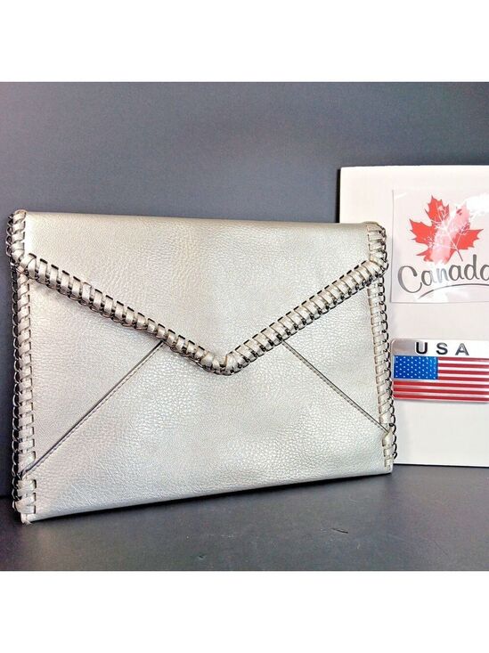 Lord & Taylor Handbags - Rare Design Lab Lord And Taylor Envelope Purse Silver 11 X 8 In Minimalist